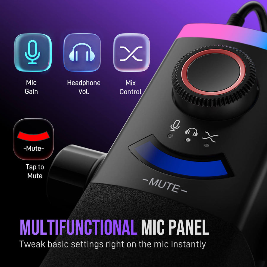 Micrófono FIFINE AmpliGame AM8PROT USB/XLR con Brazo RGB
