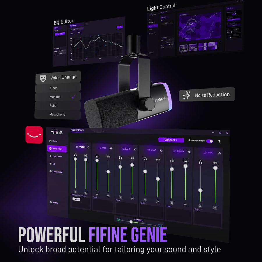 Micrófono FIFINE AmpliGame AM8PROT USB/XLR con Brazo RGB