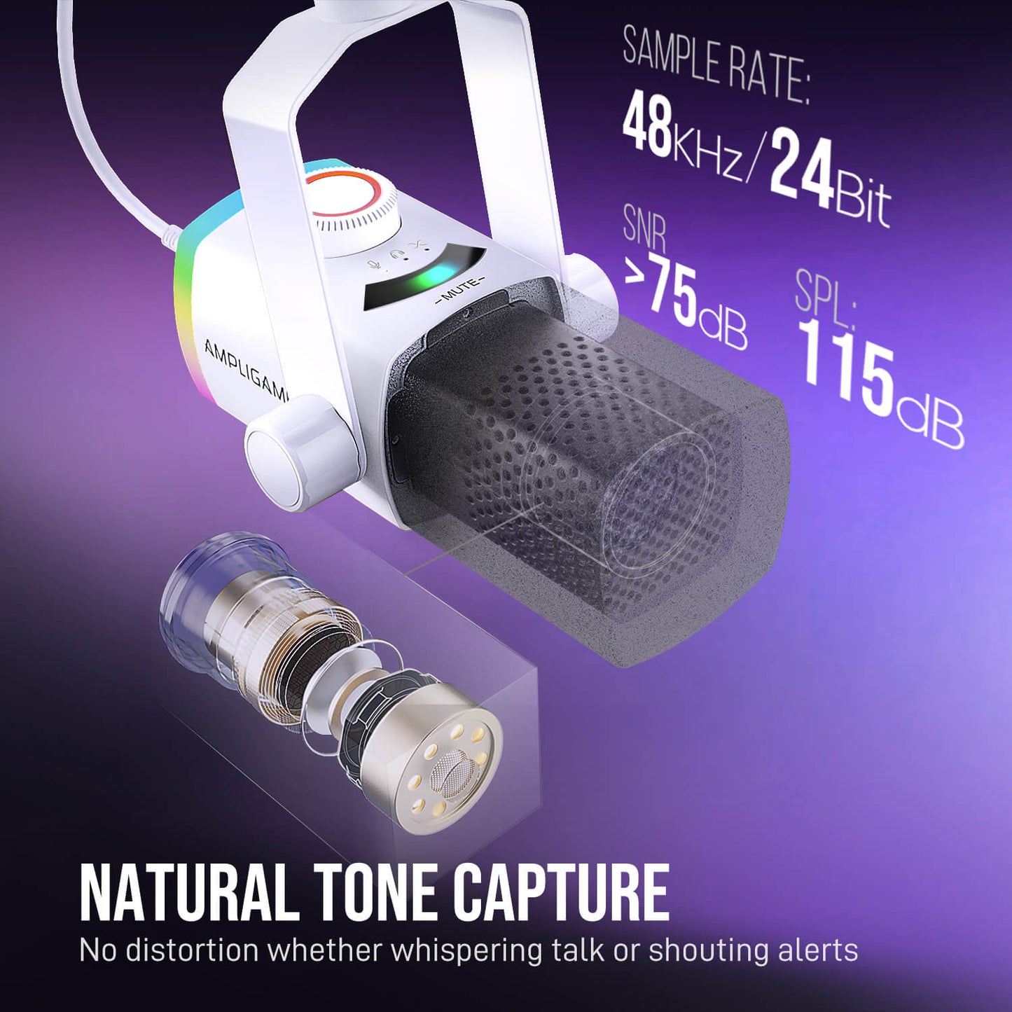 Micrófono FIFINE AmpliGame AM8PROT USB/XLR con Brazo RGB