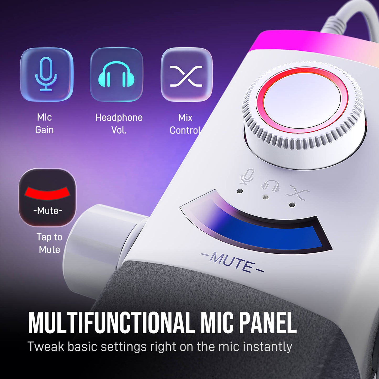 Micrófono FIFINE AmpliGame AM8PROT USB/XLR con Brazo RGB