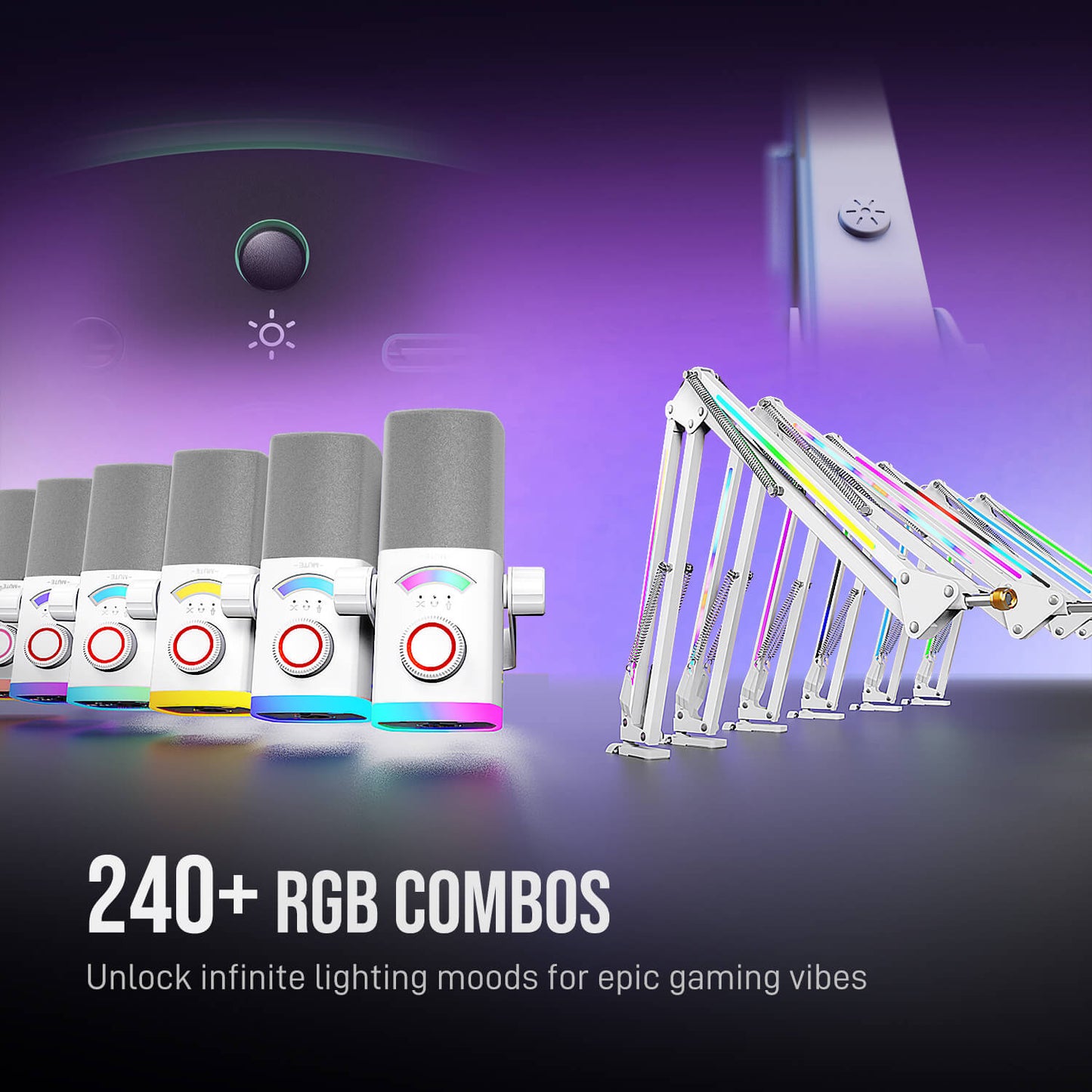 Micrófono FIFINE AmpliGame AM8PROT USB/XLR con Brazo RGB