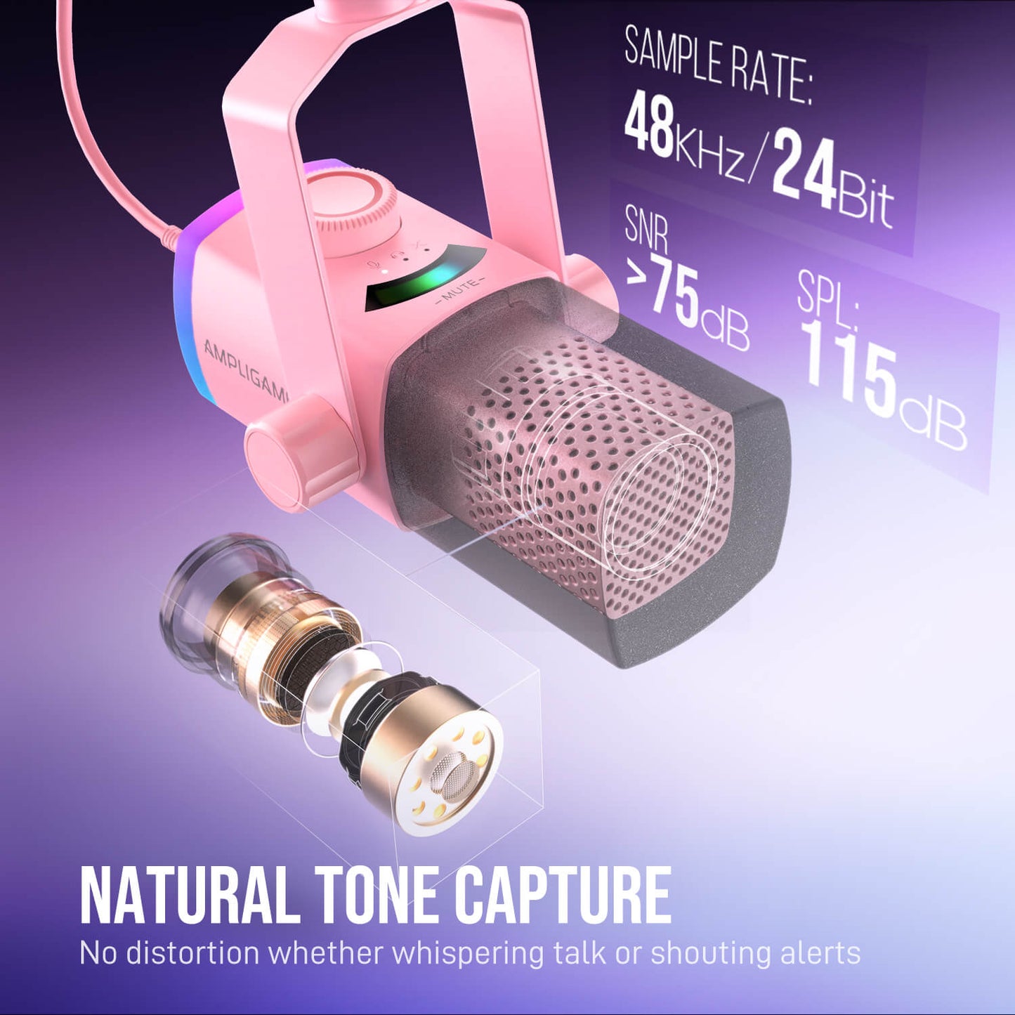 Micrófono FIFINE AmpliGame AM8PROT USB/XLR con Brazo RGB