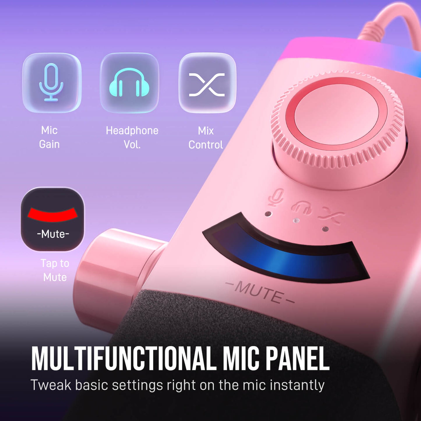 Micrófono FIFINE AmpliGame AM8PROT USB/XLR con Brazo RGB