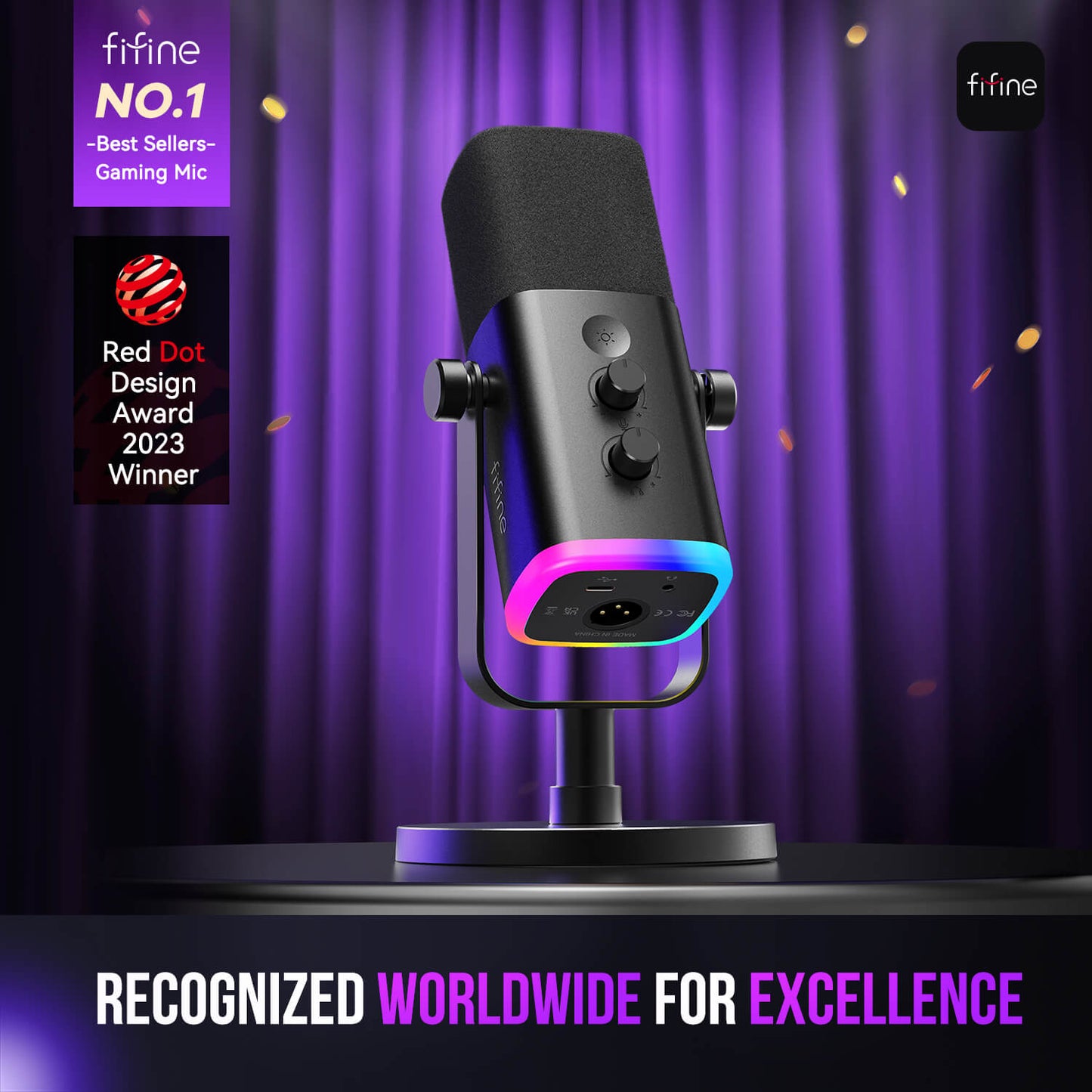 Micrófono FIFINE AmpliGame AM8 USB/XLR Dinámico con RGB