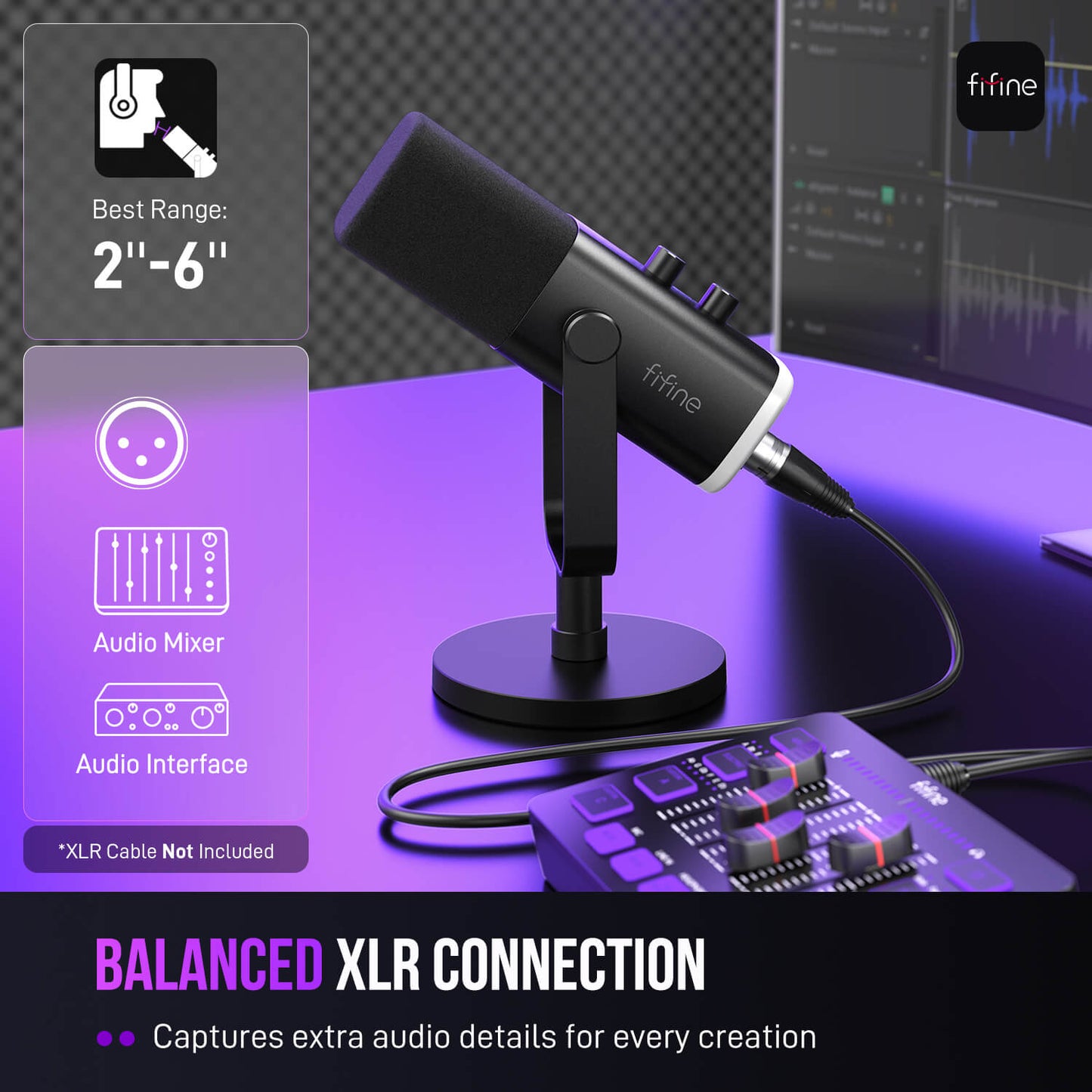 Micrófono FIFINE AmpliGame AM8 USB/XLR Dinámico con RGB