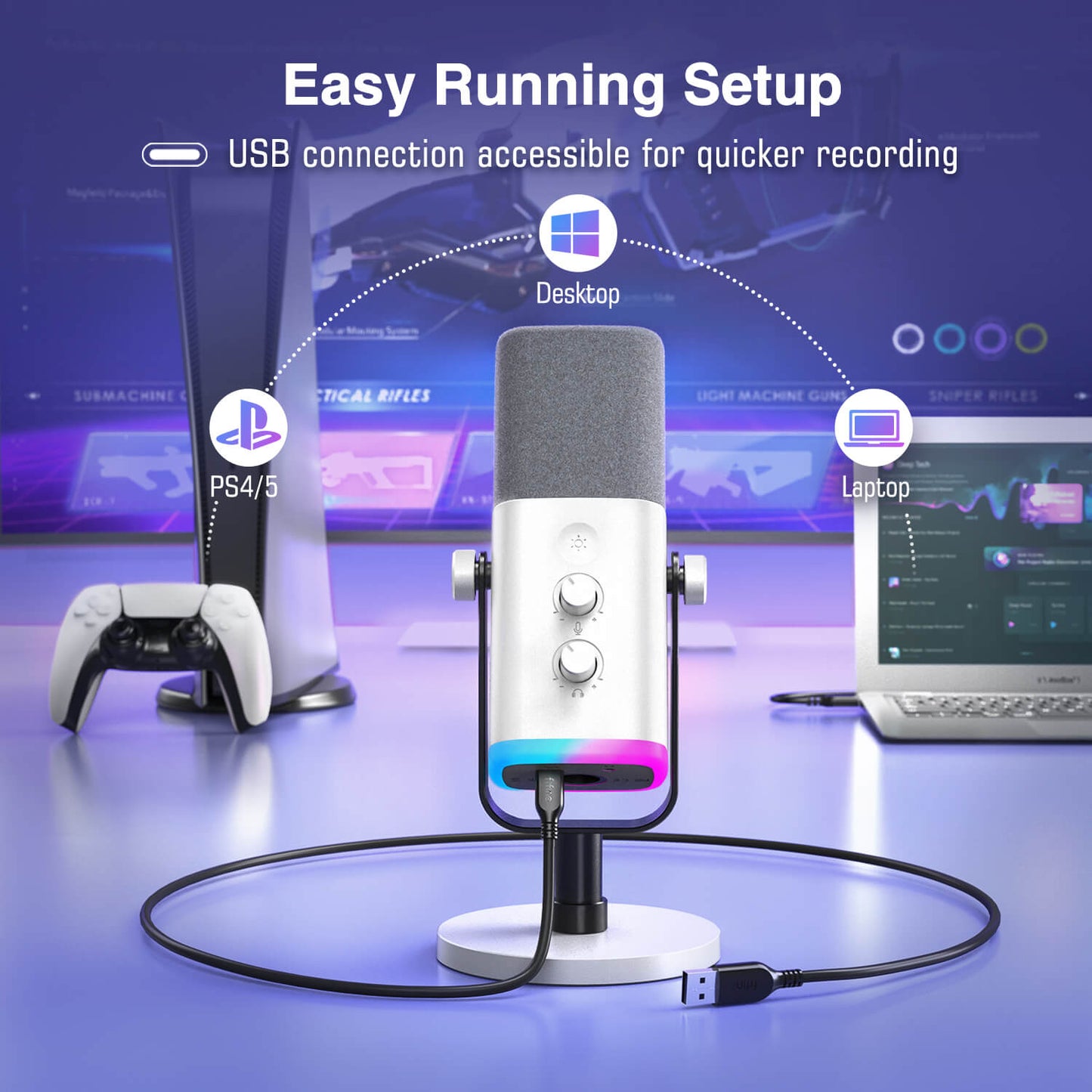 Micrófono FIFINE AmpliGame AM8 USB/XLR Dinámico con RGB