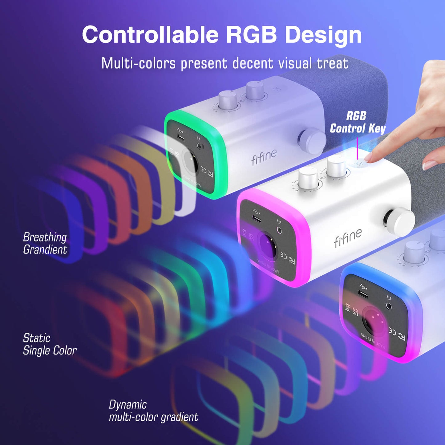 Micrófono FIFINE AmpliGame AM8 USB/XLR Dinámico con RGB