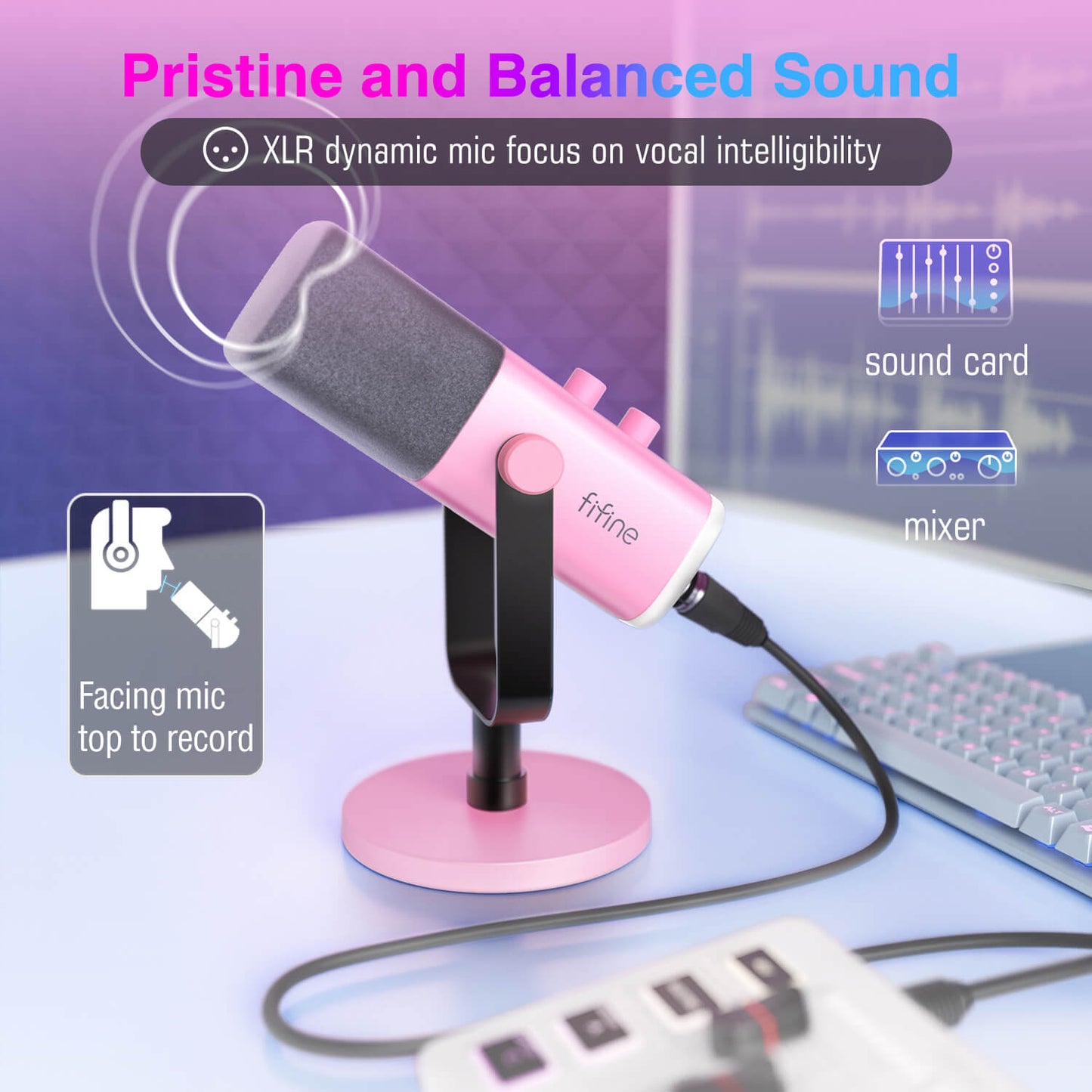 Micrófono FIFINE AmpliGame AM8 USB/XLR Dinámico con RGB