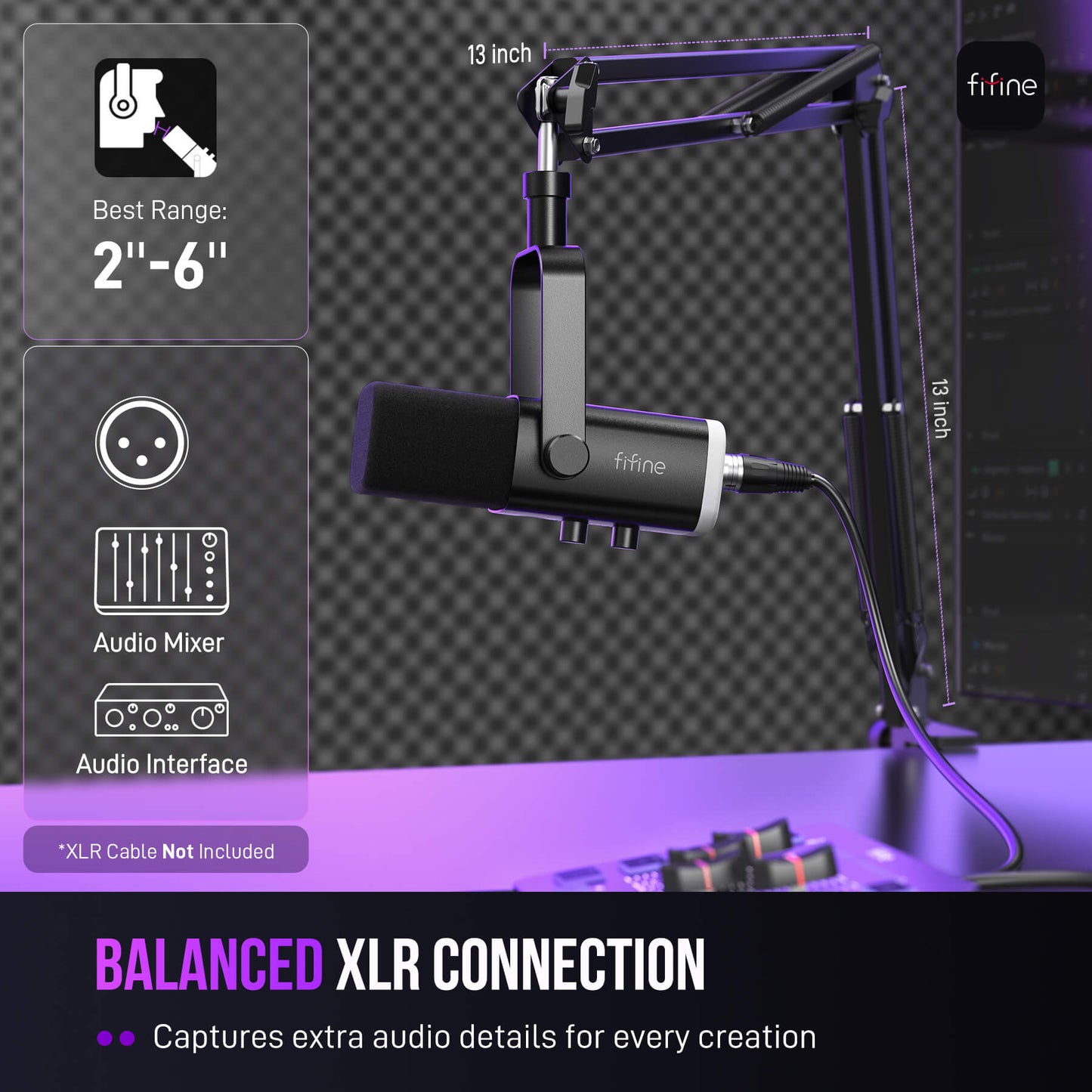 Micrófono FIFINE AmpliGame AM8T USB/XLR con Brazo Articulado