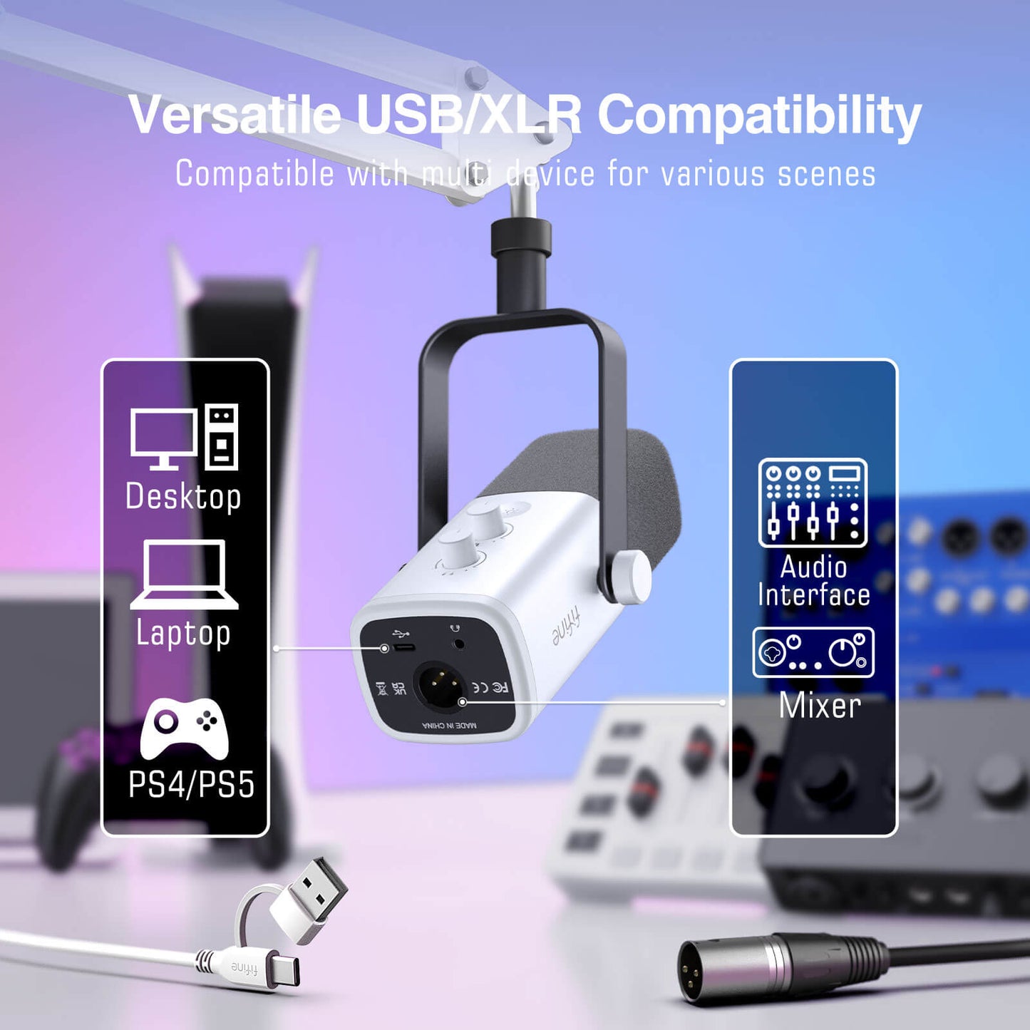 Micrófono FIFINE AmpliGame AM8T USB/XLR con Brazo Articulado